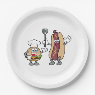 Assiettes En Carton Cuisinier- de plats de partie de cheeseburger et