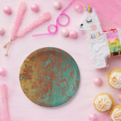 Assiettes En Carton Cuivre Turquoise Bleu Orange Texture Brown (Fête)