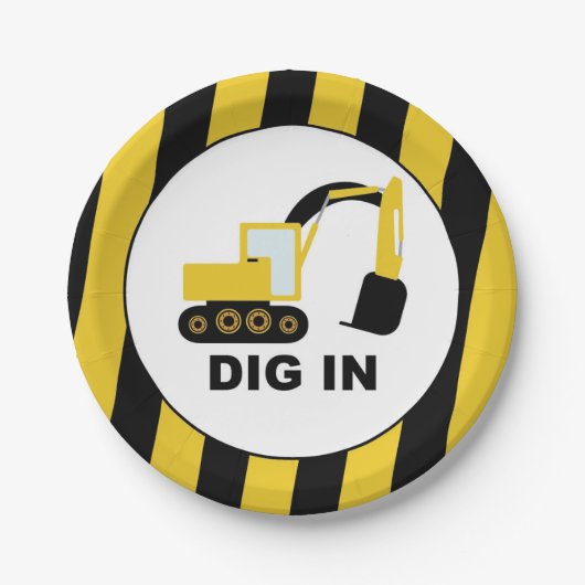 Assiettes En Carton Cumpleaños infantil excavadoras Dig In (Devant)