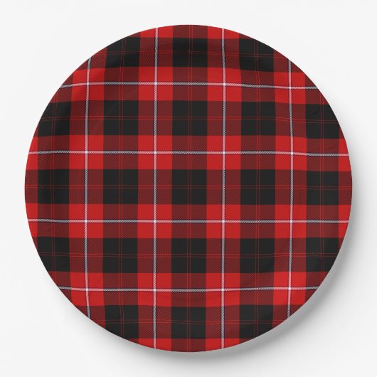 Assiettes En Carton Cunningham Tartan rouge noir (Devant)