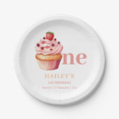 Assiettes En Carton Cupcake Anniversaire Invitation, Filles 1er Annive (Devant)