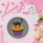 Assiettes En Carton cupcake de chat d'Halloween (Fête)