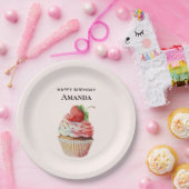 Assiettes En Carton Cupcake fraise dessert dessert Anniversaire (Fête)