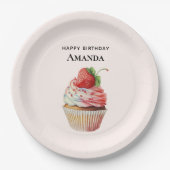 Assiettes En Carton Cupcake fraise dessert dessert Anniversaire (Devant)