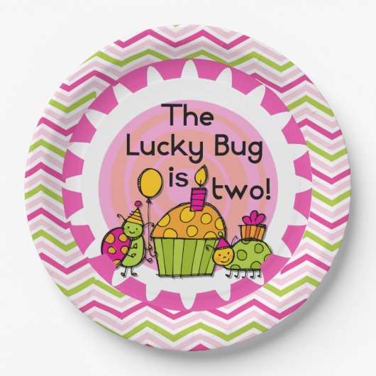 Assiettes En Carton Cupcake Lucky Bug 2e Plaques papier d'anniversaire (Devant)