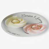 Assiettes En Carton Cupcake mariage gâteau rose jaune (Angle)