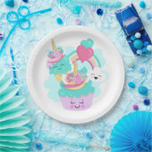 Assiettes En Carton Cupcake mignonne et crème glacée joyeuse (Fête)