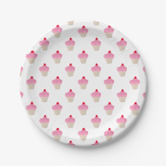 Assiettes En Carton Cupcake rose (Devant)