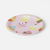 Assiettes En Carton Cupcake rose fête d'anniversaire (Angle)