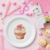 Assiettes En Carton Cupcake rose pastel chic pour anniversaire (Fête)