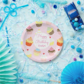 Assiettes En Carton Cupcake Thème rose Anniversaire Plaques Papier (Fête)