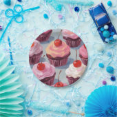 Assiettes En Carton Cupcakes aux cerises congelées | Fête d'anniversai (Fête)