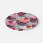 Assiettes En Carton Cupcakes aux cerises congelées | Fête d'anniversai (Angle)