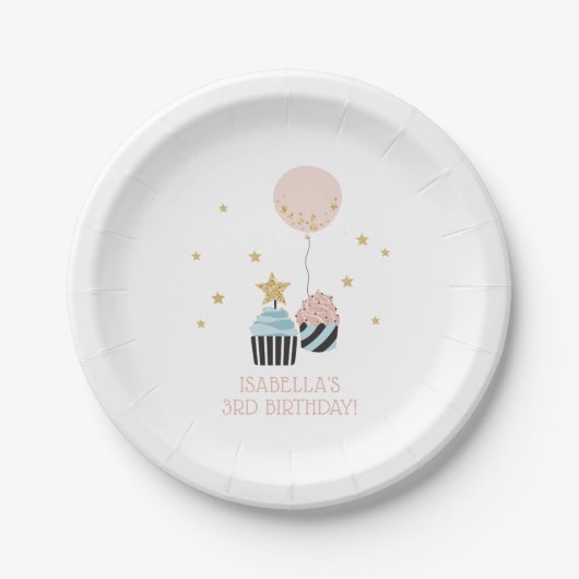 Assiettes En Carton Cupcakes & Balloon | Faux Parties scintillant Fill (Devant)