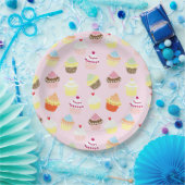 ASSIETTES EN CARTON CUPCAKES MOTIF ROSE (Fête)