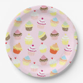 ASSIETTES EN CARTON CUPCAKES MOTIF ROSE (Devant)
