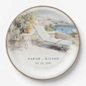 Assiettes En Carton Curfu Grèce Mariage de paysage aquarelle (Devant)