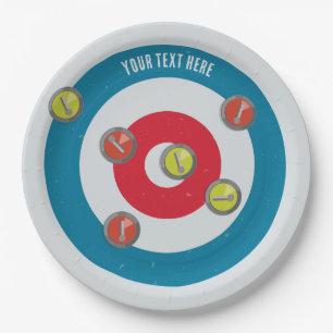 Assiettes En Carton curling Maison et pierres de curling vue du haut