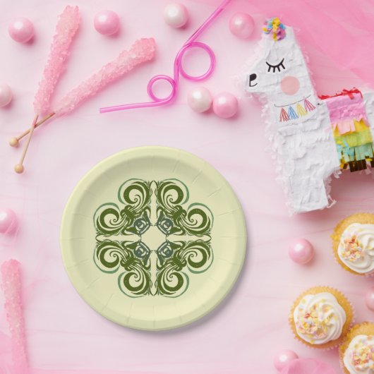 Assiettes En Carton Curvy Green Retro (Fête)