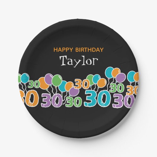 Assiettes En Carton Custom 30th Birthday Ajouter un nom Plaque de papi (Devant)