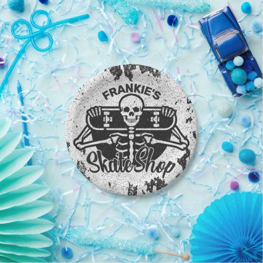 Assiettes En Carton Custom ADD NAME Skull Skate Shop (Fête)
