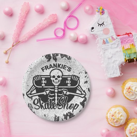 Assiettes En Carton Custom ADD NAME Skull Skate Shop (Fête)