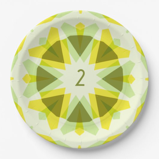 Assiettes En Carton Custom Age Fun Bright Jaune Vert Anniversaire Étoi (Devant)