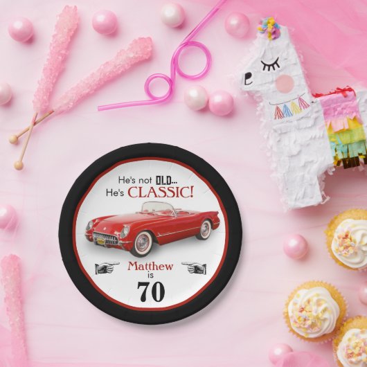 Assiettes En Carton Custom Age Not Old Red Classic 1954 Convertible (Fête)