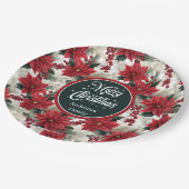 Assiettes En Carton Custom Christmas Flowers Red Green Paper Plates  (Angle)