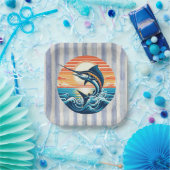 Assiettes En Carton Custom Coastal/nautical/beach marlin sunset (Fête)