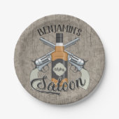 Assiettes En Carton Custom Cowboy Revolver Gun Whiskey Saloon (Devant)