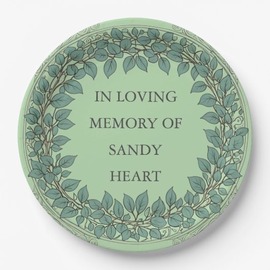 Assiettes En Carton Custom Eucalyptus Funeral – Elegant Memorial (Devant)