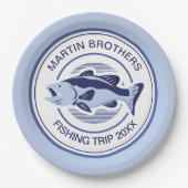 Assiettes En Carton Custom Fisherman Party Blue Bass Poisson (Devant)