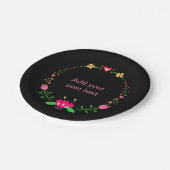 Assiettes En Carton Custom Floral Wreath on Black (Angle)