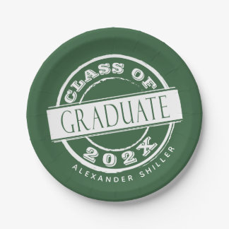 Assiettes En Carton Custom Green Moderne Graduate Party