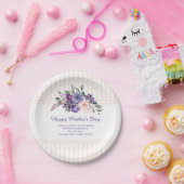 Assiettes En Carton Custom Happy Fête des Mères Aquarelle Floral Strip (Fête)