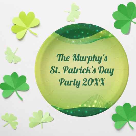 Assiettes En Carton Custom Happy St. Patrick's Day Green Sparkle Party