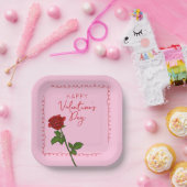 Assiettes En Carton Custom Happy Valentine’s Day Rose  (Fête)