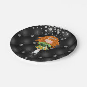 Assiettes En Carton Custom Irish Dance Redhead Girl Green, Noir (Angle)