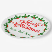 Assiettes En Carton Custom Joyeux Noël Holly Berry (Angle)