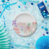 Assiettes En Carton Custom Kids Artwork, deux mignonnes souris, fleurs (Fête)