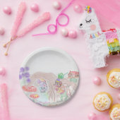 Assiettes En Carton Custom Kids Artwork, deux mignonnes souris, fleurs (Fête)