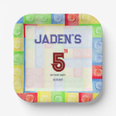 Assiettes En Carton Custom Lego Themed Birthday Party Paper Plates (Recto)