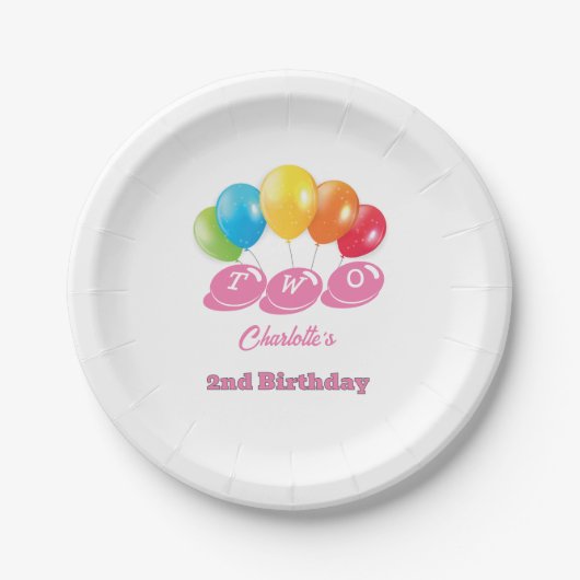 Assiettes En Carton Custom Name 2nd Birthday Girl (Devant)