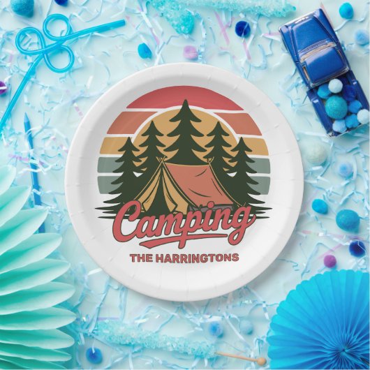 Assiettes En Carton Custom Name Camping (Fête)