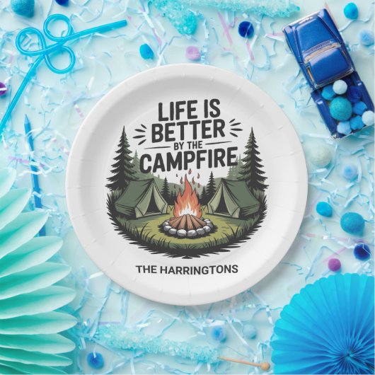 Assiettes En Carton Custom Name Camping (Fête)