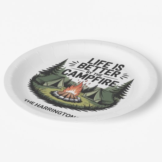 Assiettes En Carton Custom Name Camping (Angle)