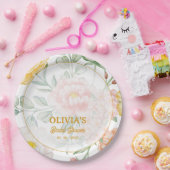 Assiettes En Carton Custom Name Date Yellow Floral Bridal Shower Party (Fête)