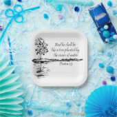 Assiettes En Carton Custom Name Encouraging Scripture Psalm 1:3  (Fête)