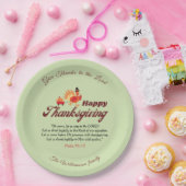 Assiettes En Carton Custom Name | Happy Thanksgiving with Bible Verse  (Fête)